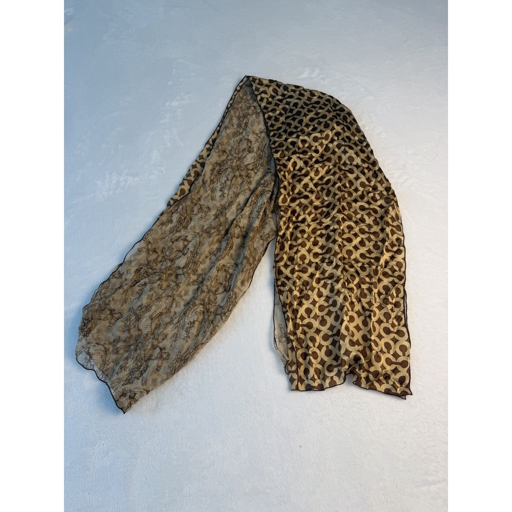 Coach 100% Silk Scarf Double Sided Logo Lace